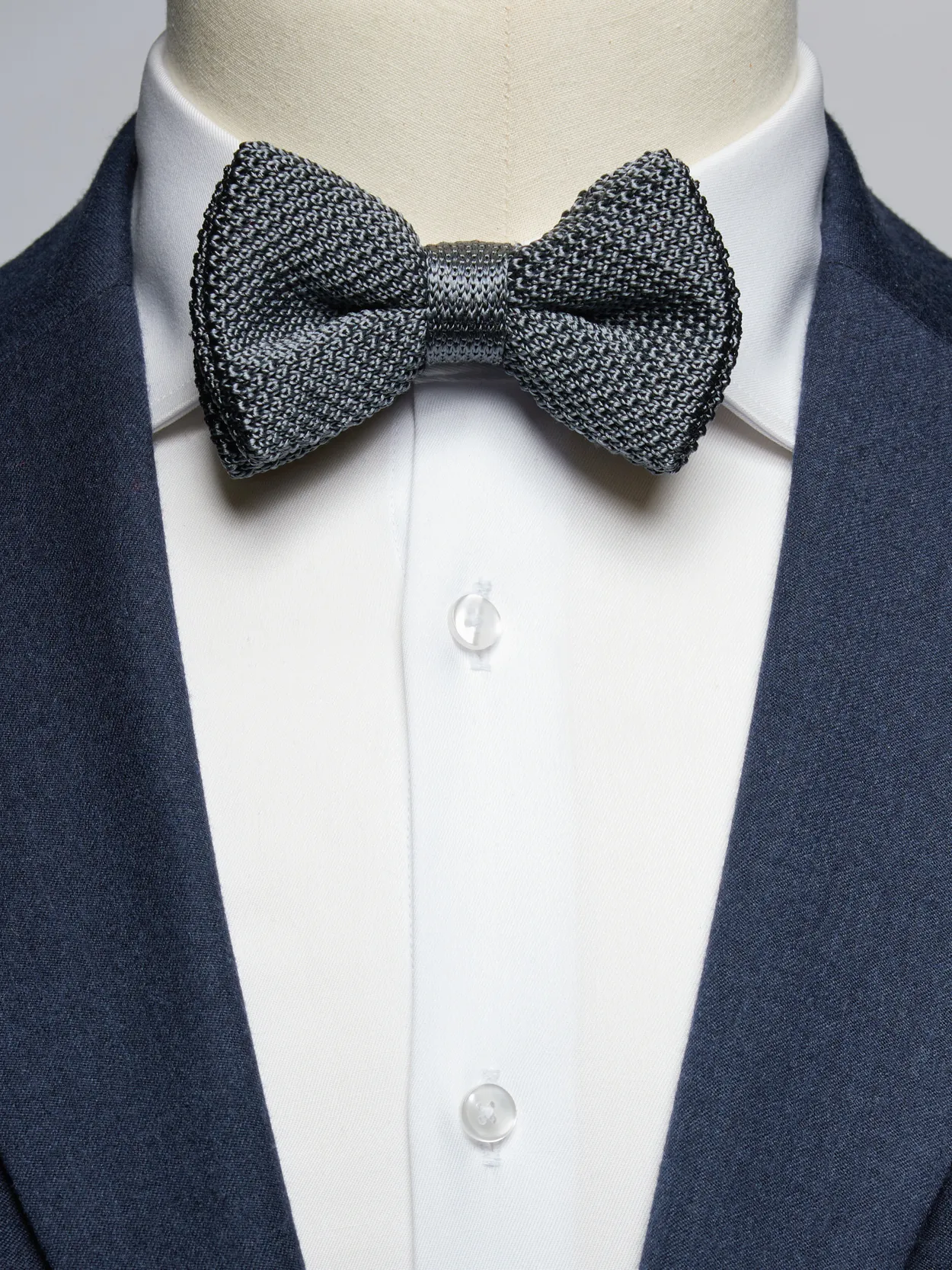 Grey Knitted Bow Tie