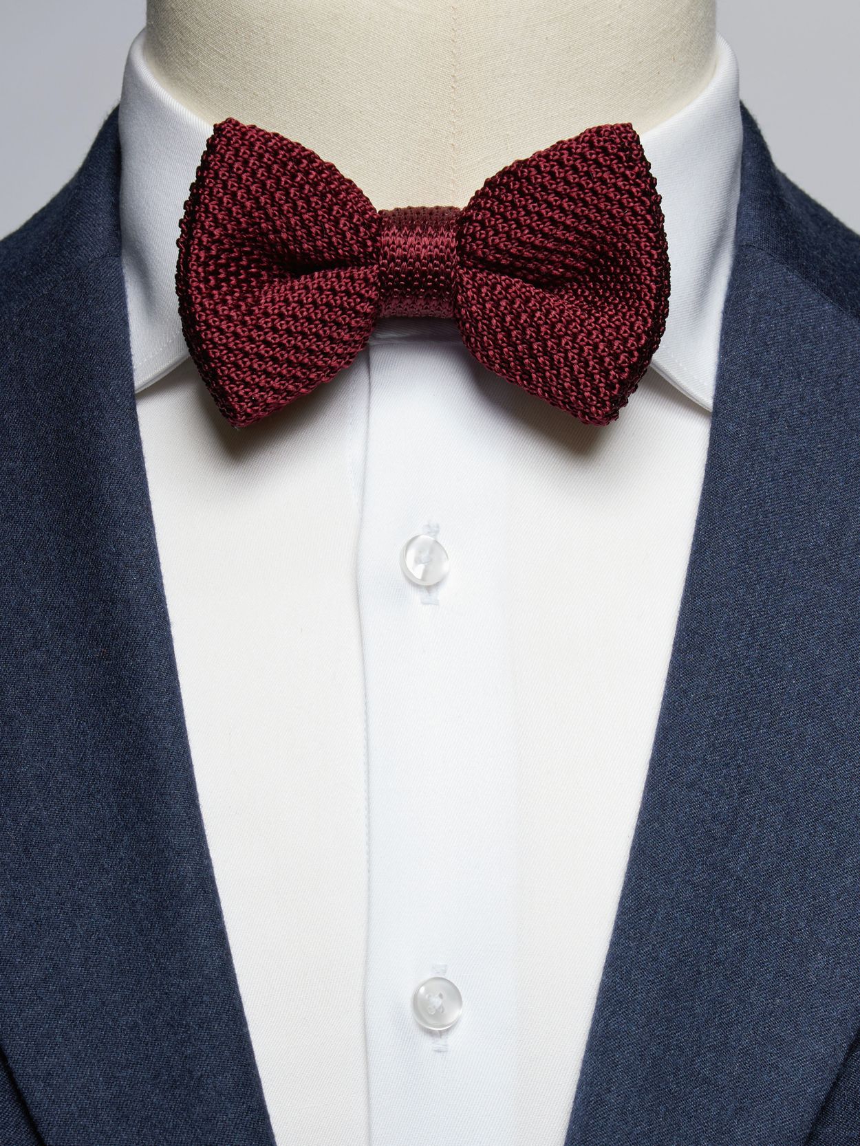 Burgundy Knitted Bow Tie