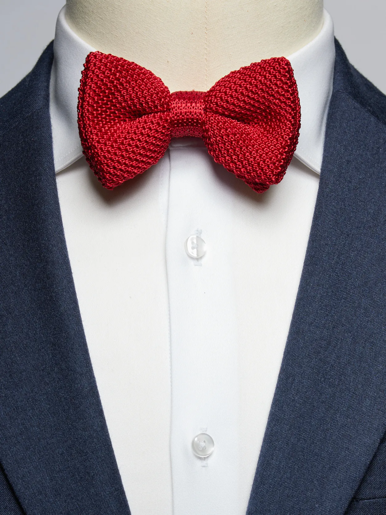 Red Silk Knit Bow Tie