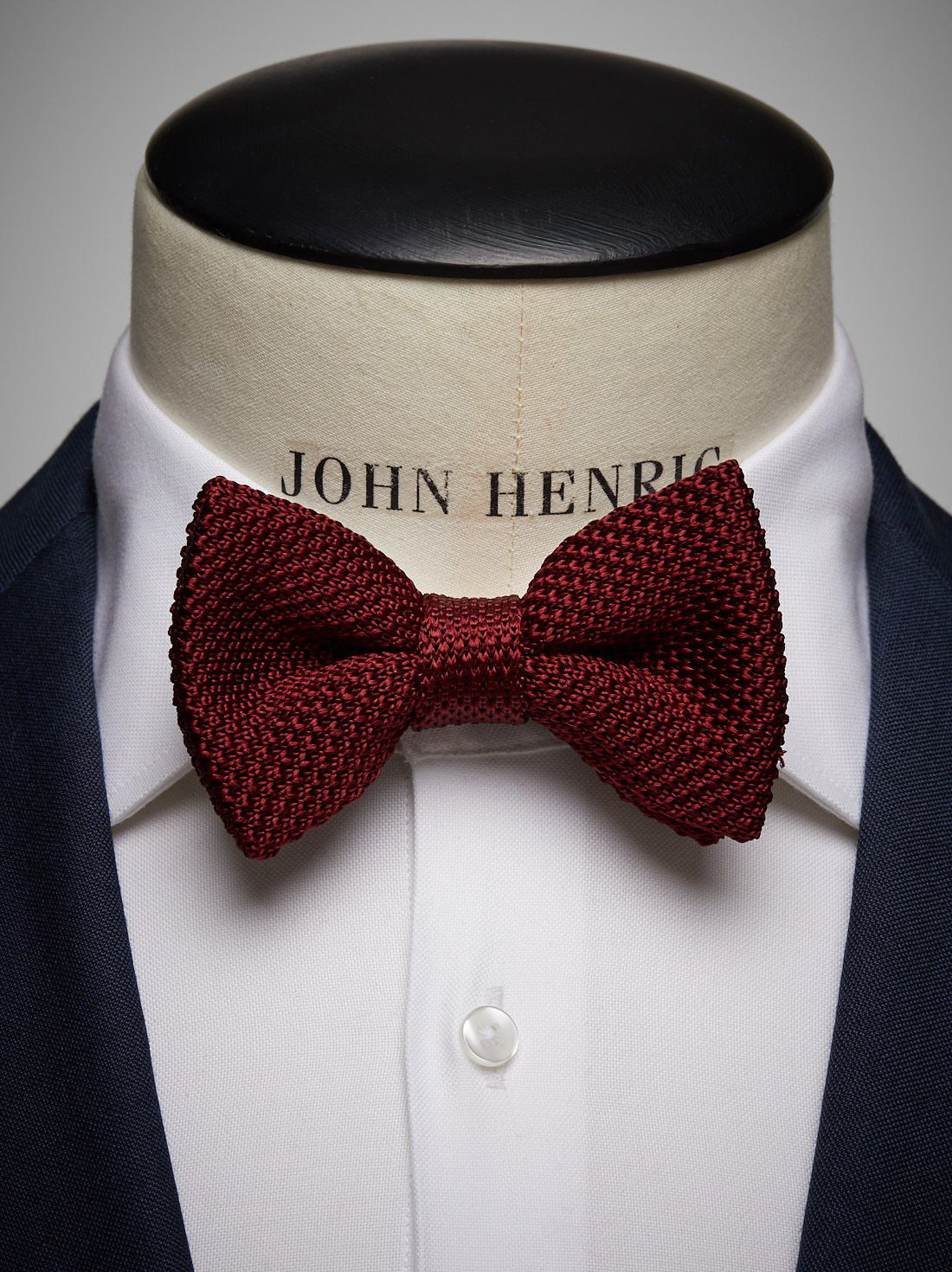 Burgundy Knitted Bow Tie  