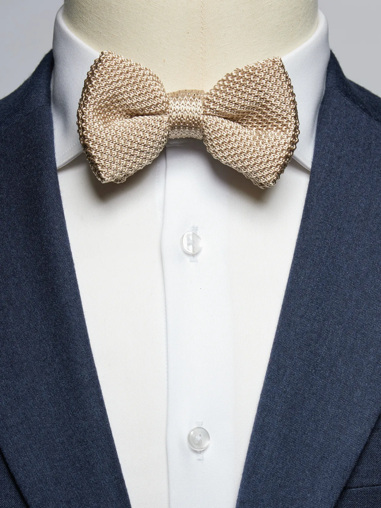 Beige Knitted Bow Tie