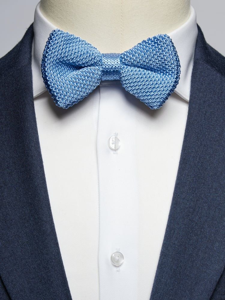 Clj Charles Le Jeune. Noeud papillon tricot. Manhattan, Coton. marine
