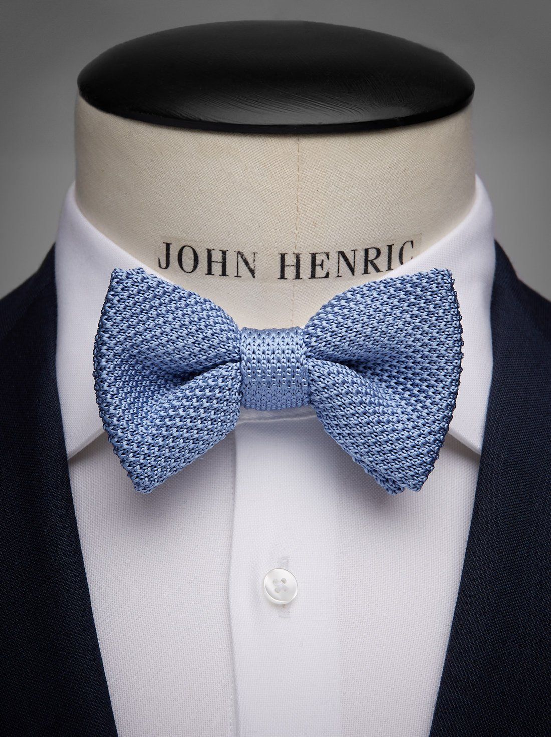 Light Blue Knitted Bow Tie  