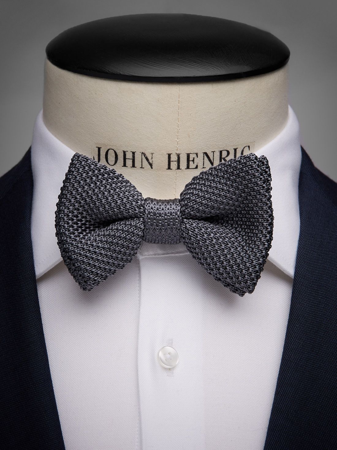 Grey Knitted Bow Tie  