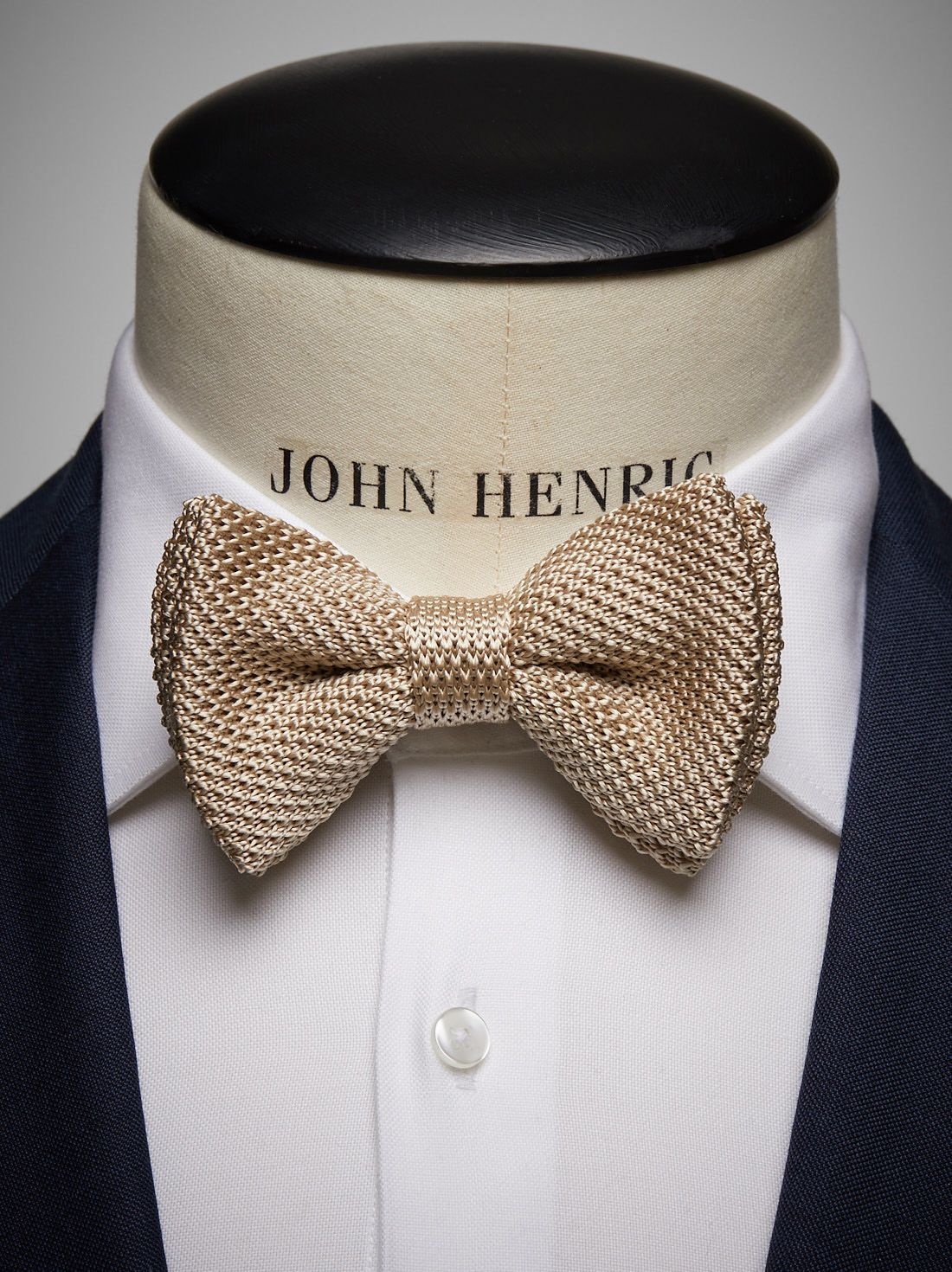 Beige Knitted Bow Tie