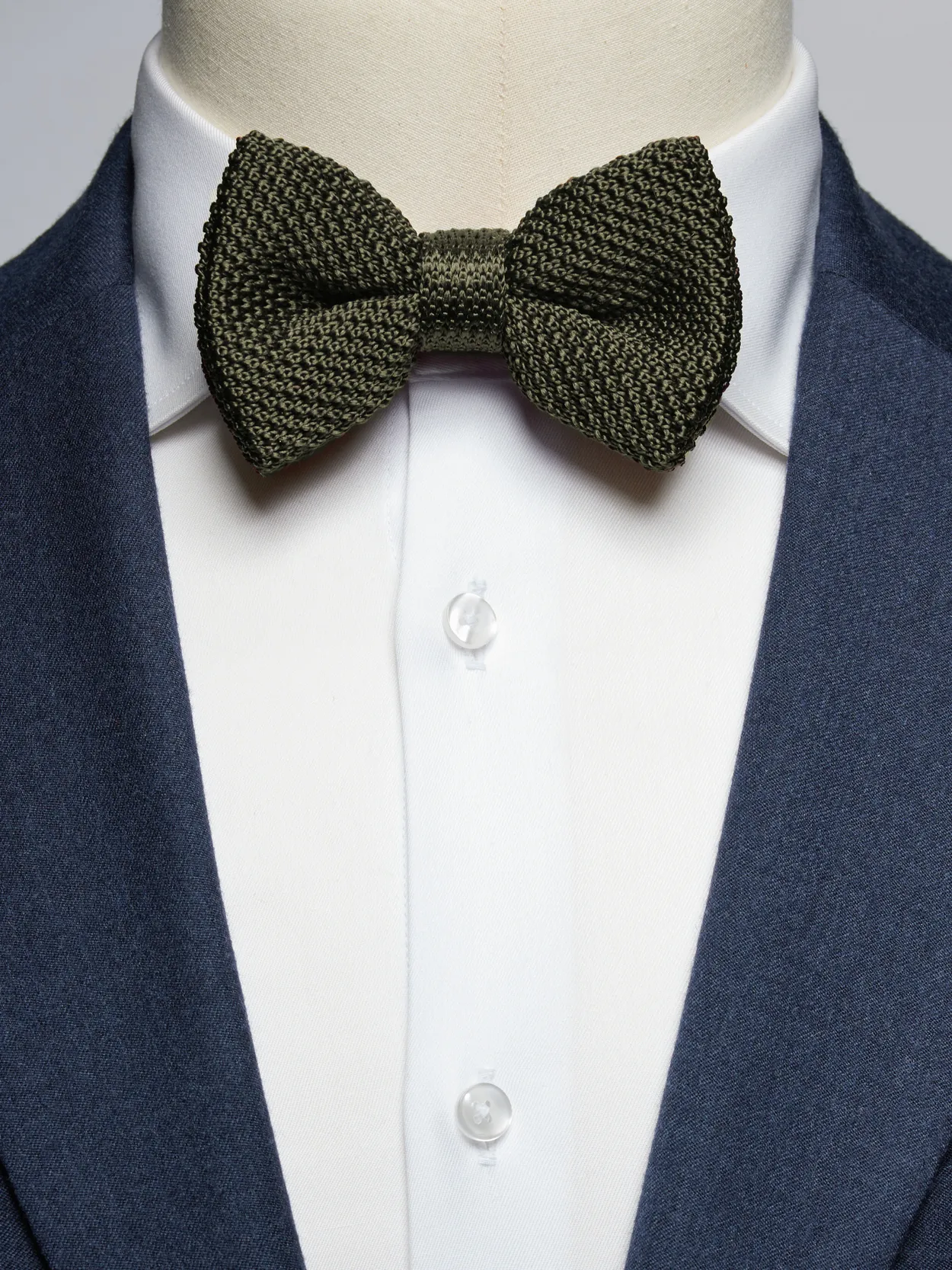 Olive Green Knitted Bow Tie