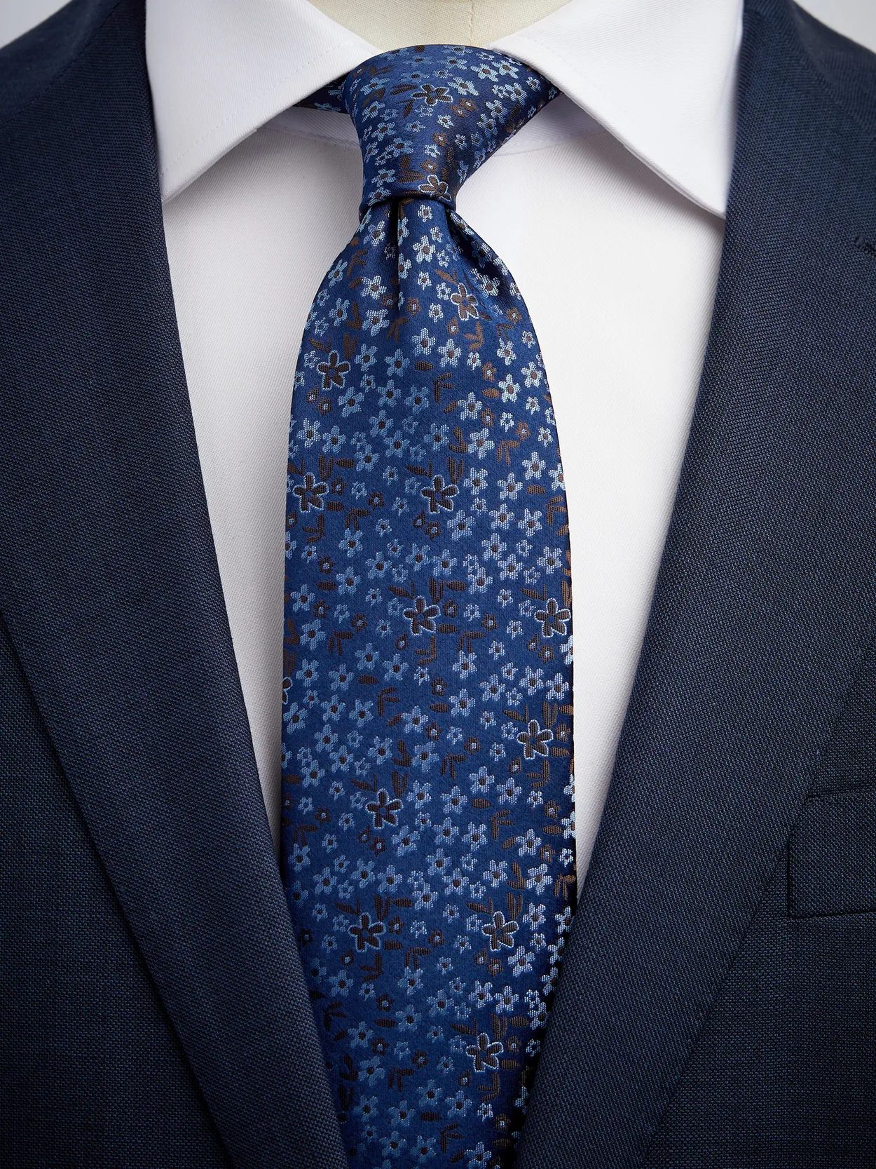 Blue & Brown Tie Floral