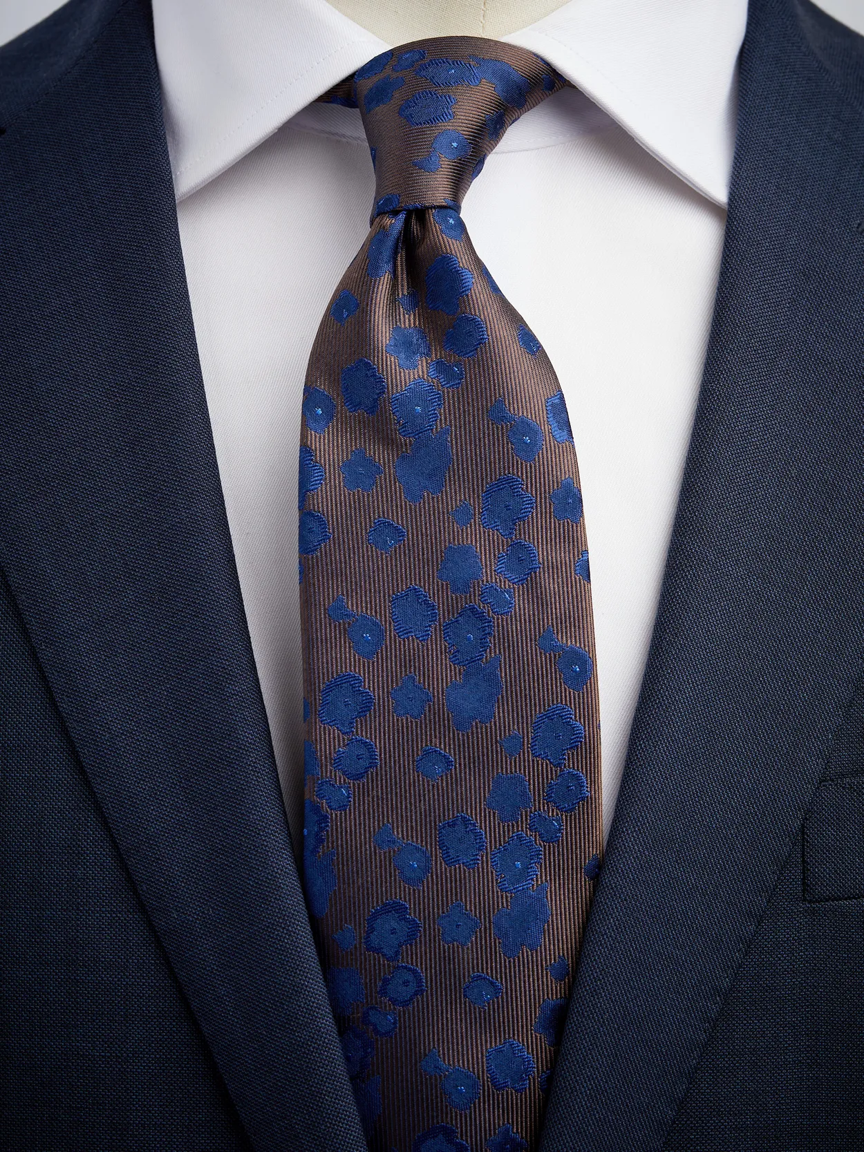 Brown & Blue Tie Floral