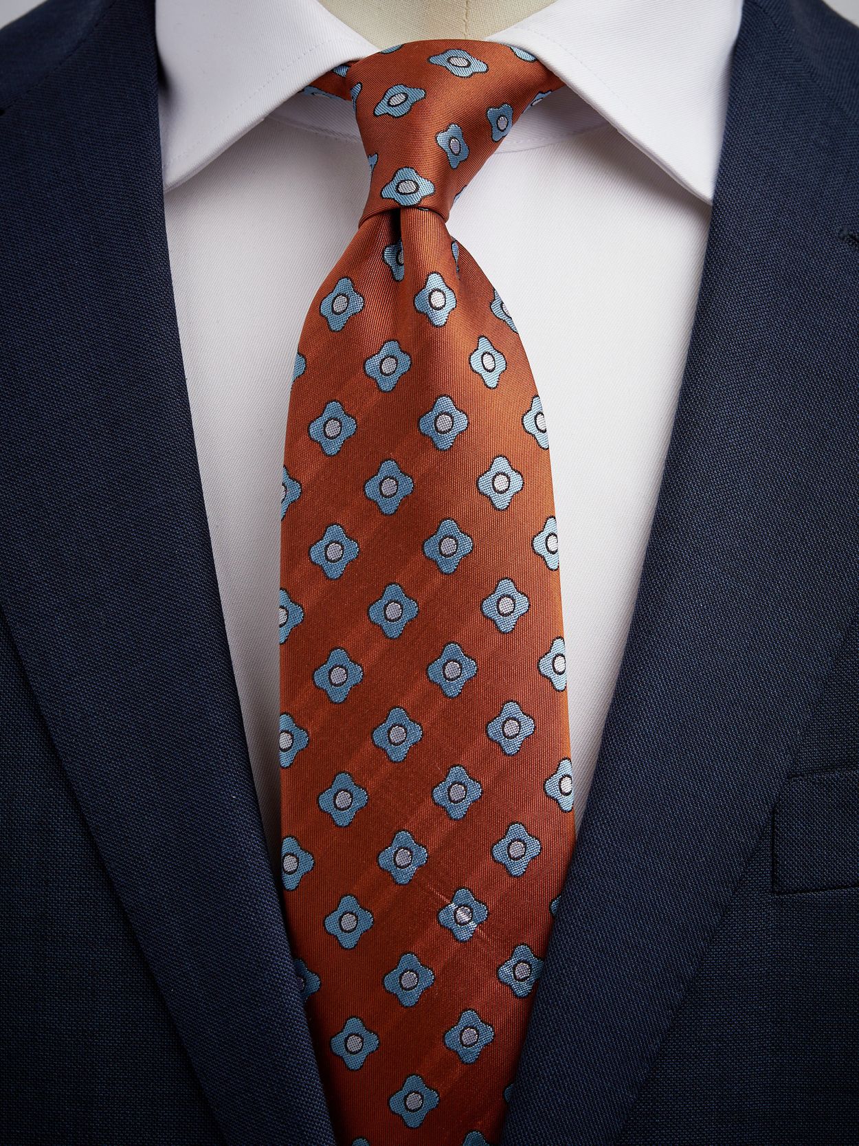 Orange & Light blue Tie Floral