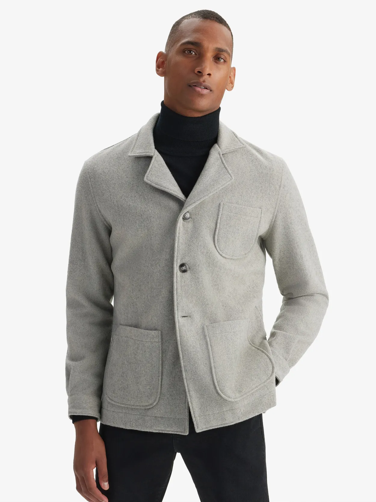Grey Fleece Shirt Jacket