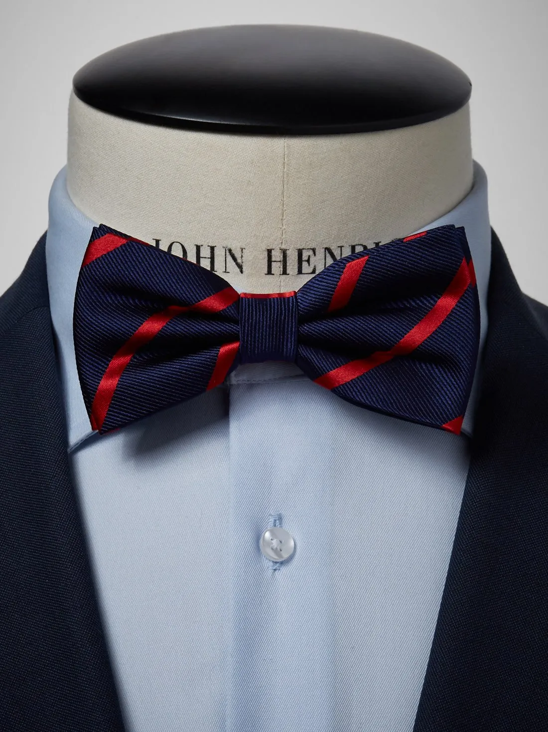 Blue & Red Striped Bow Tie