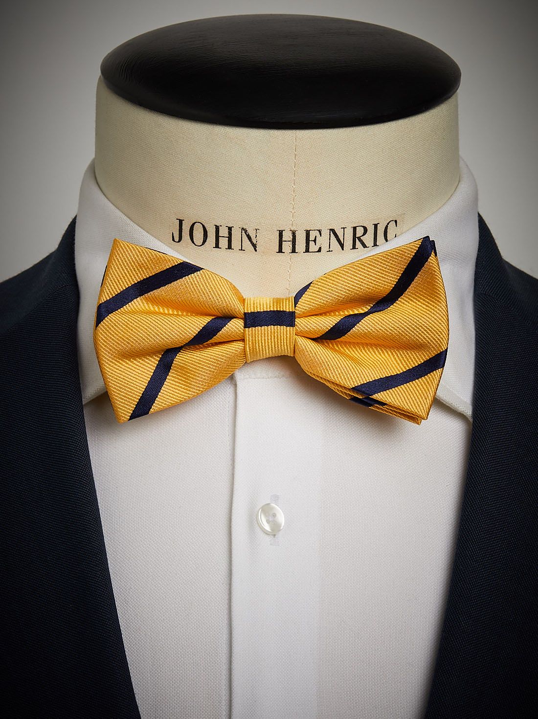 Yellow & Blue Striped Bow Tie
