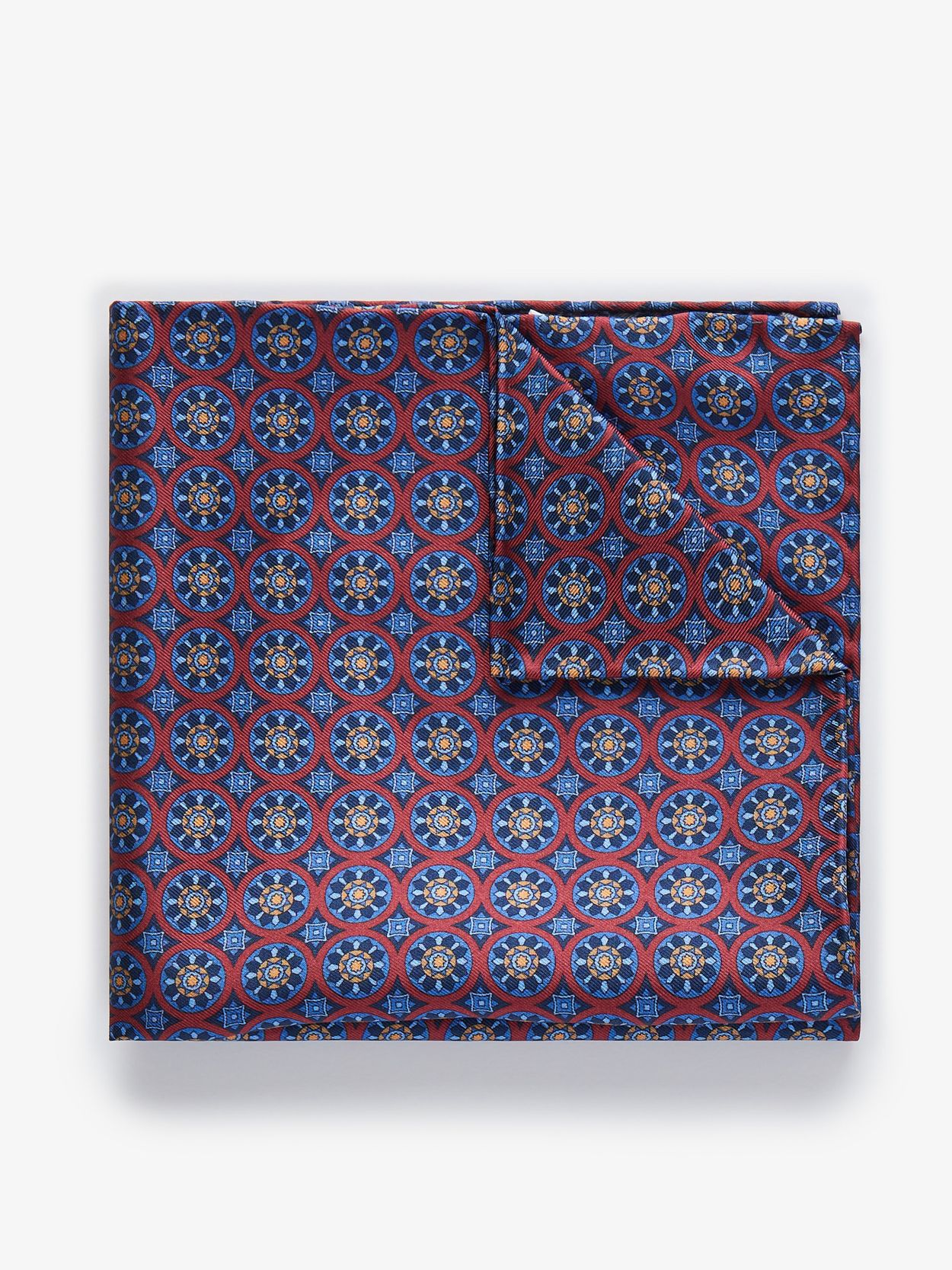 Blue & Burgundy Pocket Square Geometric