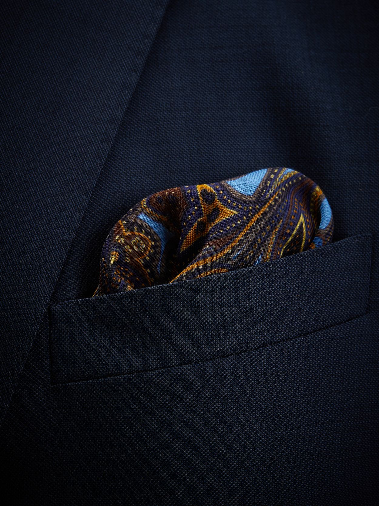 Light Blue Pocket Square Paisley