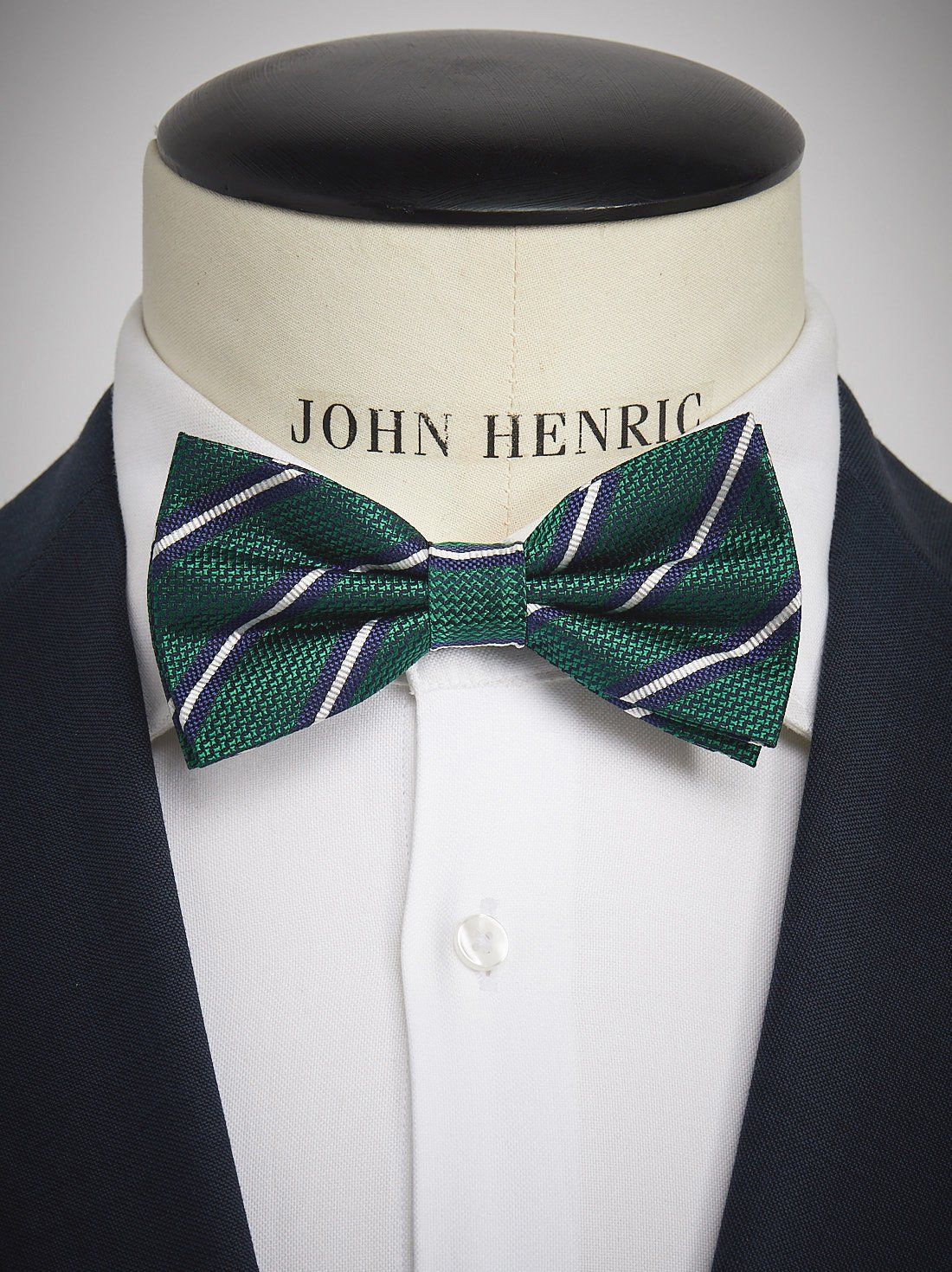 Green Striped Bow Tie