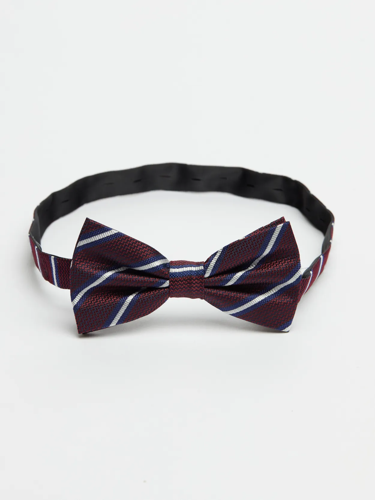Burgundy Striped Bow Tie 