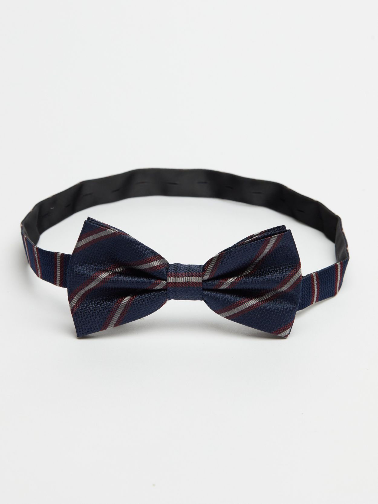 Blue & Burgundy Striped Bow Tie