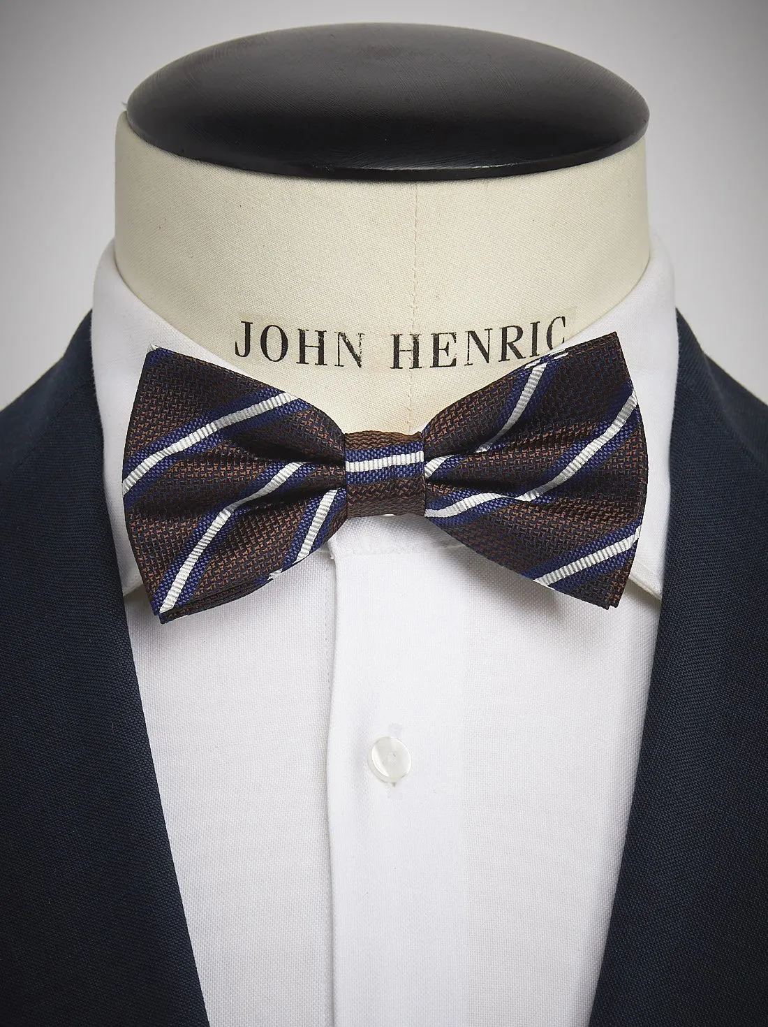 Brown Striped Bow Tie