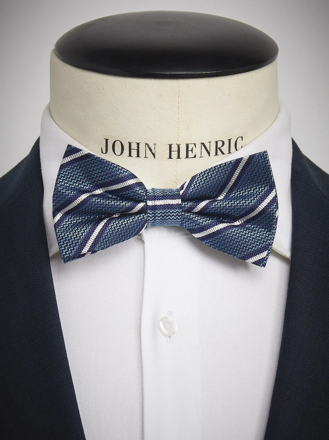 Light Blue Striped Bow Tie