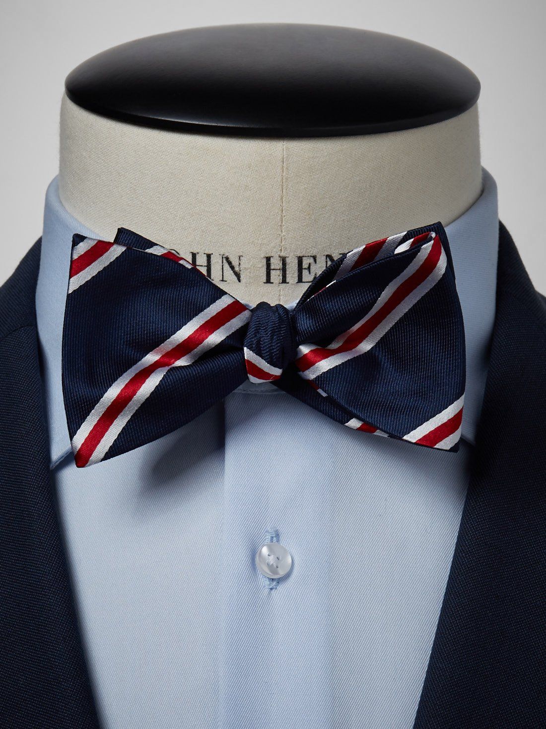 Blue & Red Striped Bow Tie