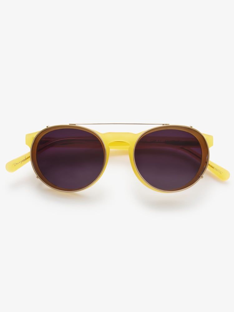 Yellow Sunglasses , Gold clip-on