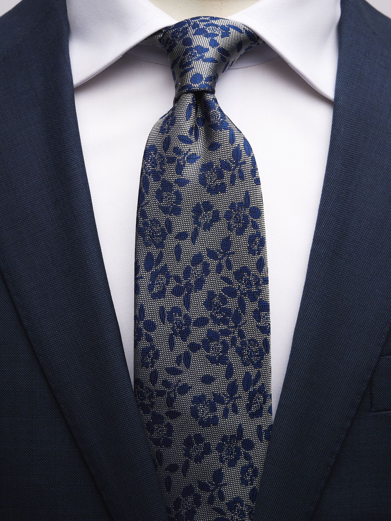 Beige & Blue Tie Floral