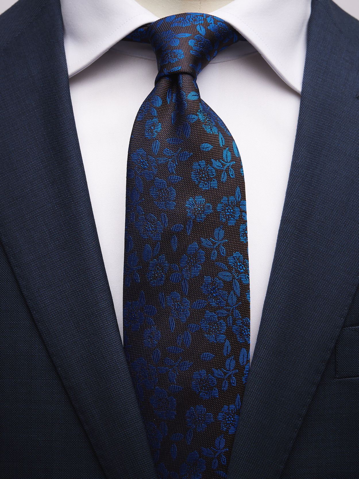 Brown & Blue Tie Floral