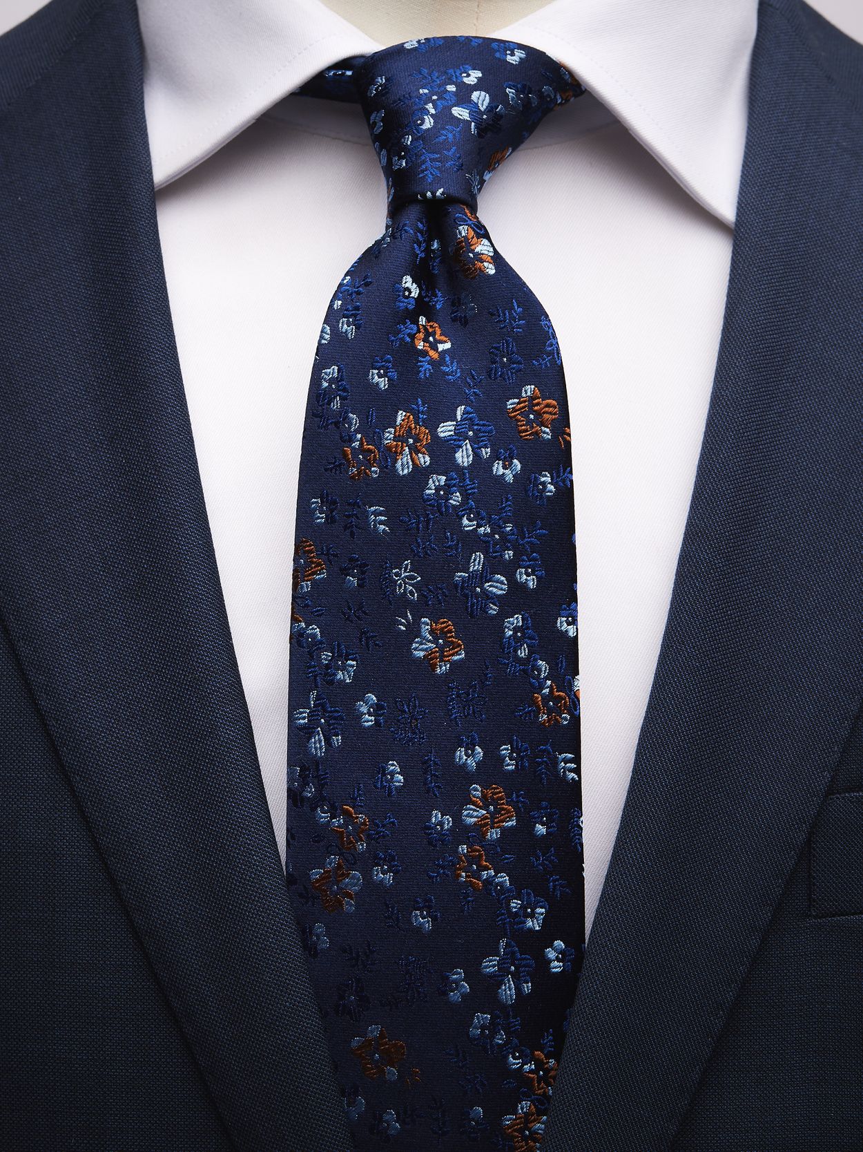 Dark Blue Tie Floral