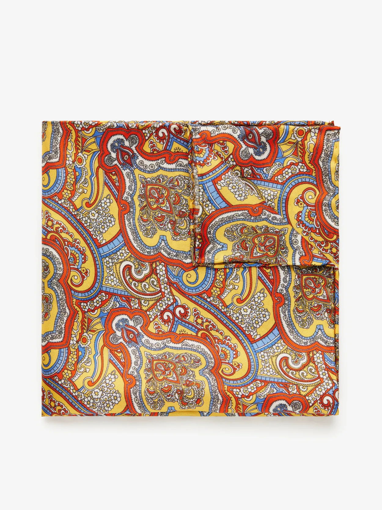 Yellow Pocket Square Paisley