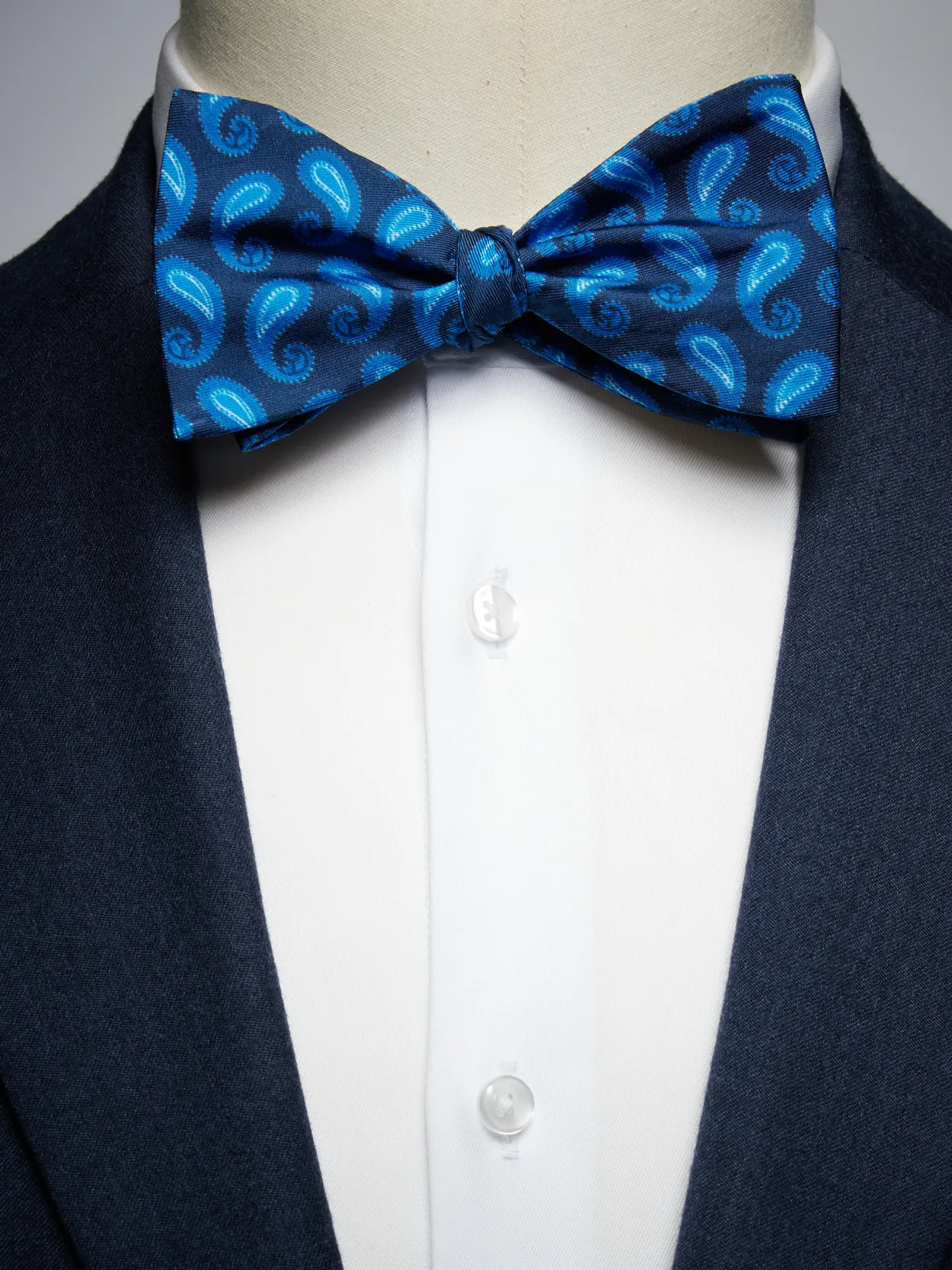 Dark Blue Bow Tie Paisley