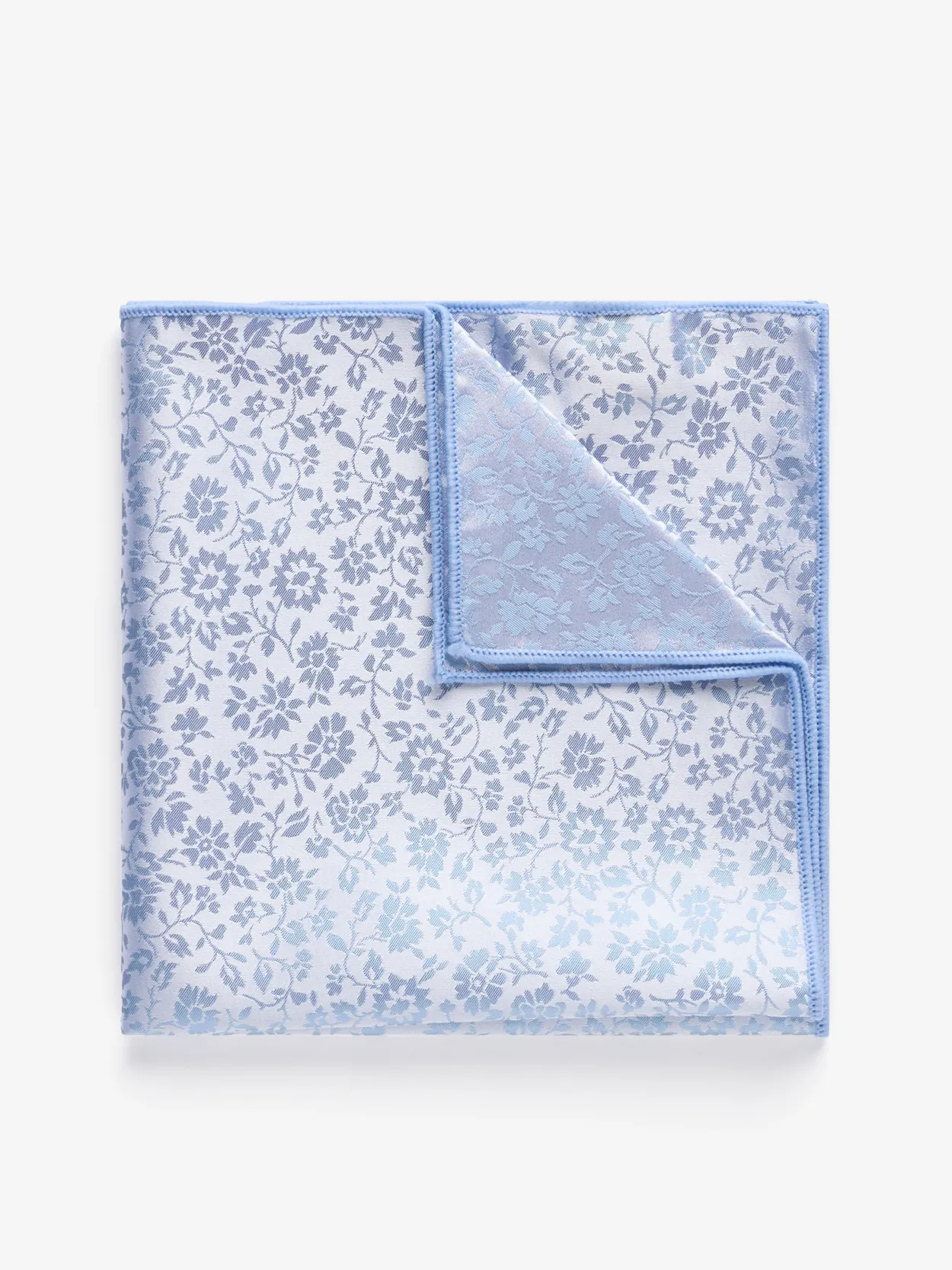 Light Blue Floral Pocket Square Silk