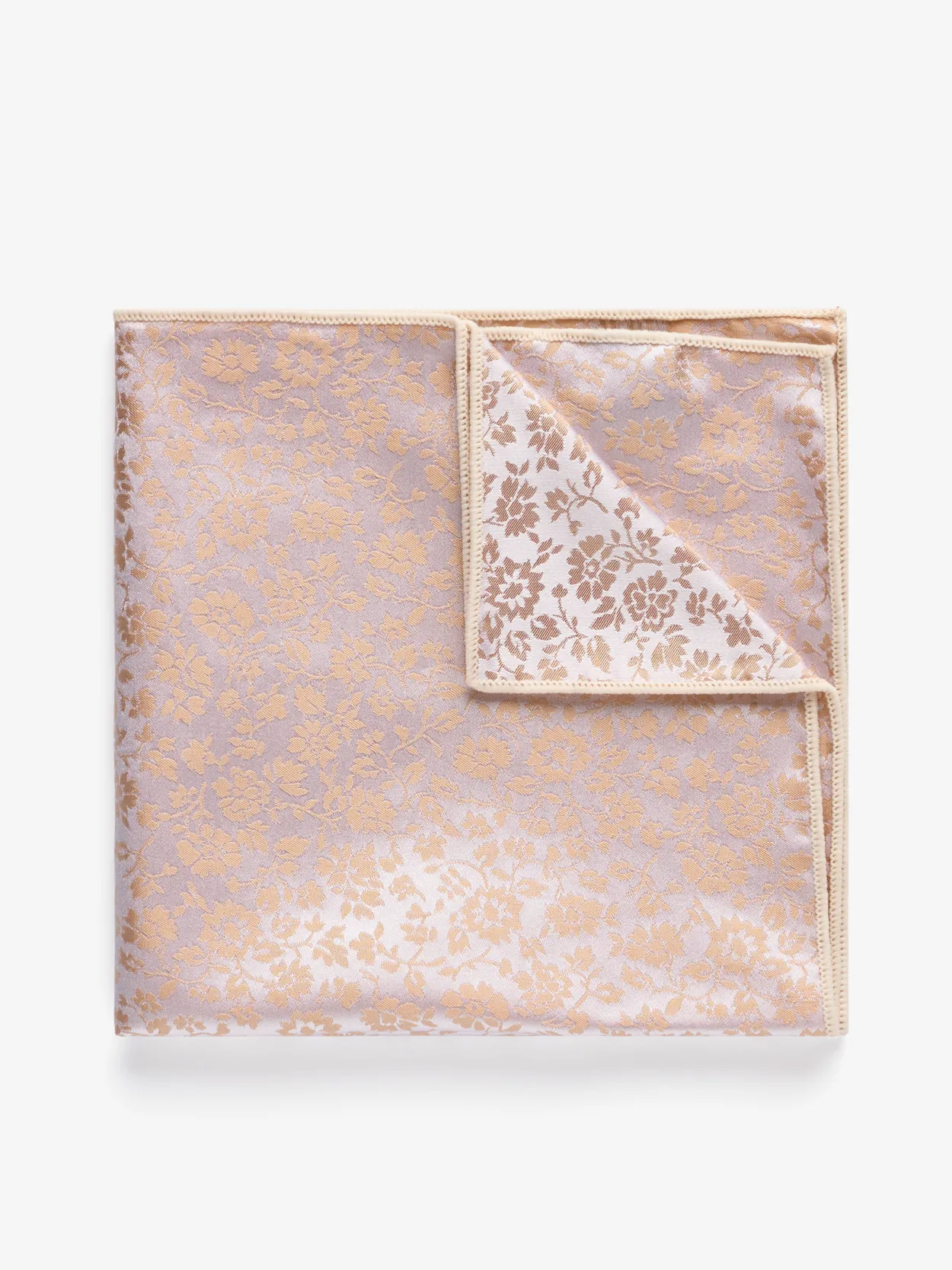 Beige Floral Pocket Square Silk