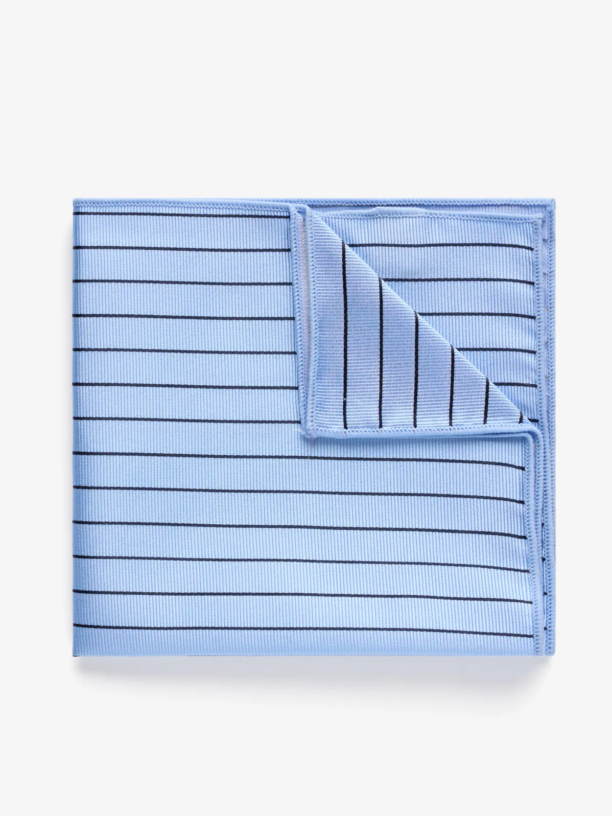 Light Blue & Navy Blue Pinstriped Pocket Square Silk