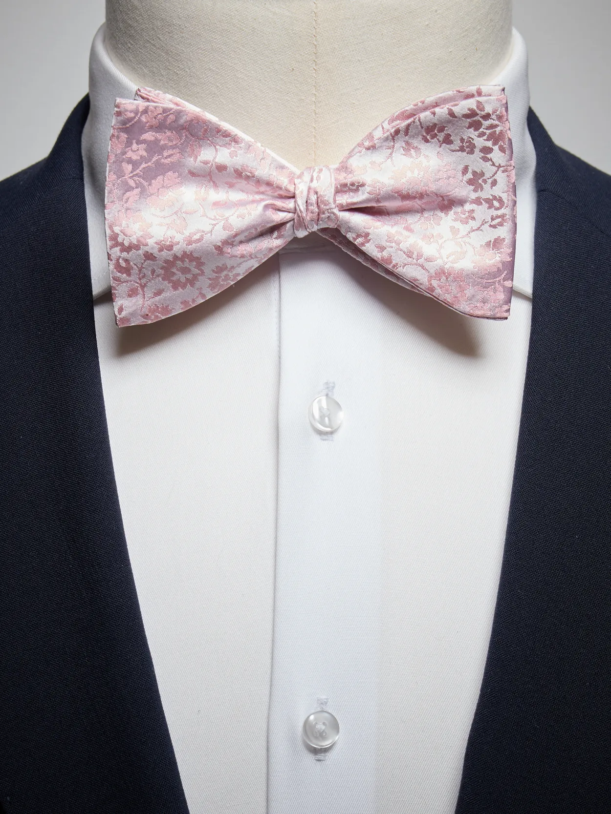 Pink Floral Self Tied Bow Tie Silk