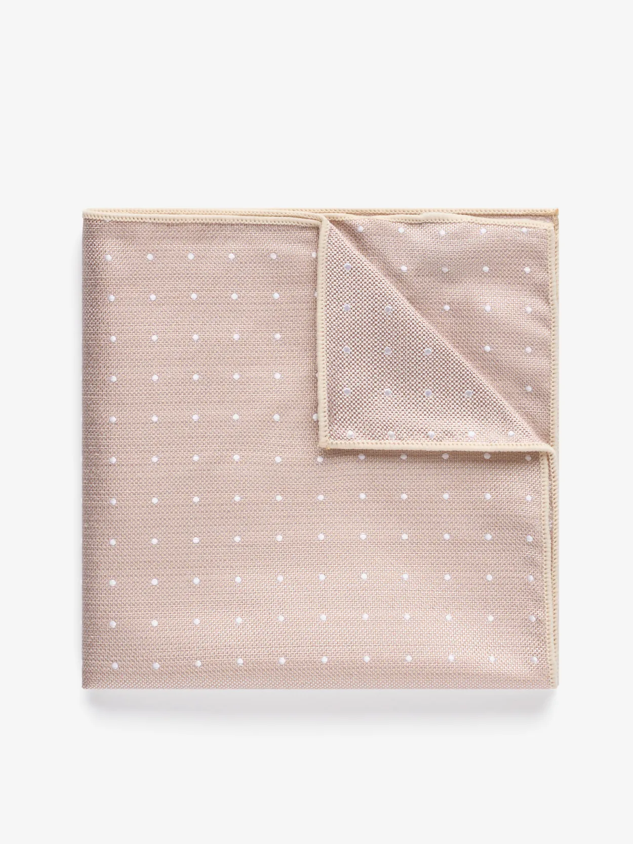 Beige Dot Pocket Square Silk