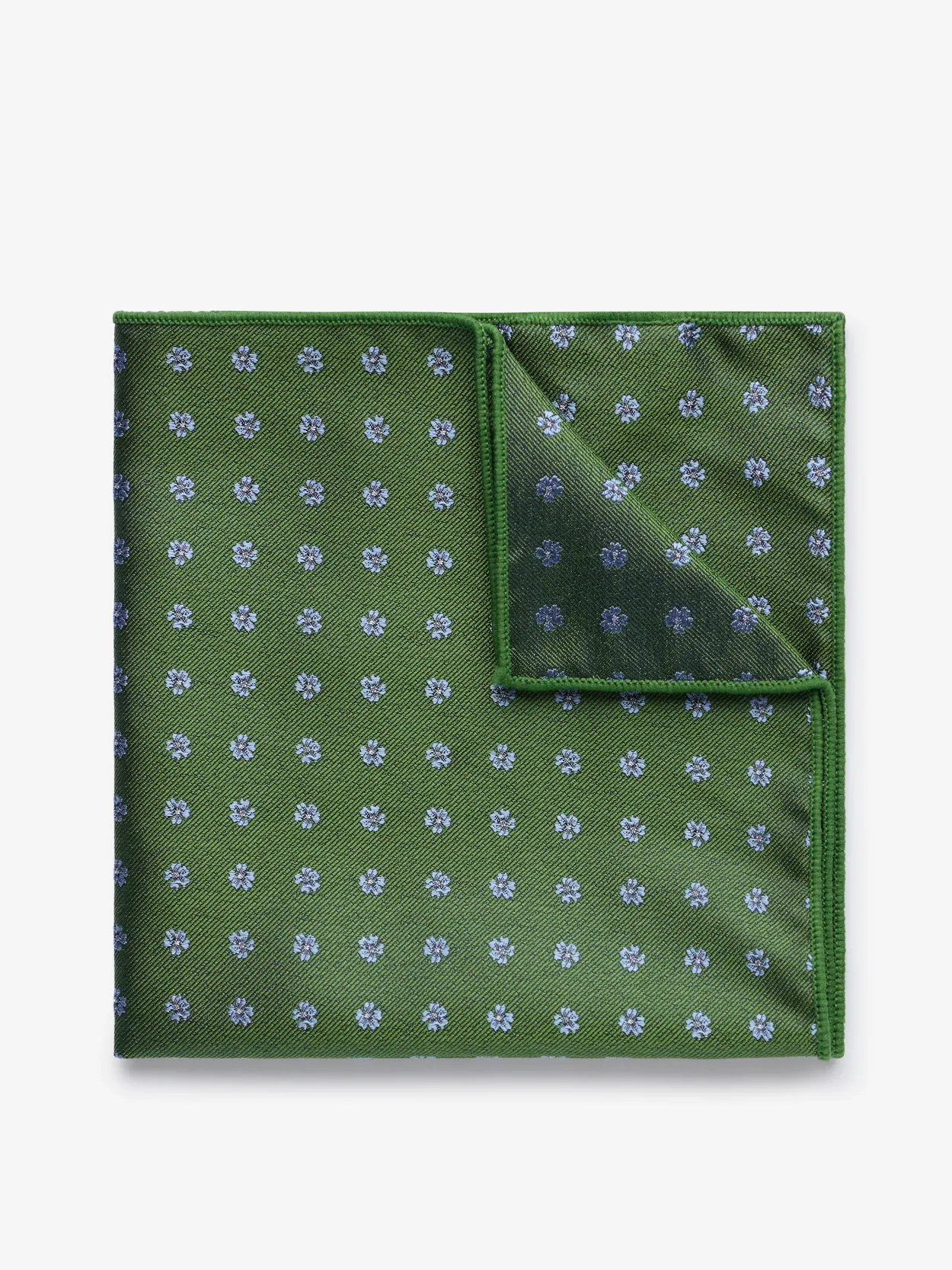 Green Floral Pocket Square Silk