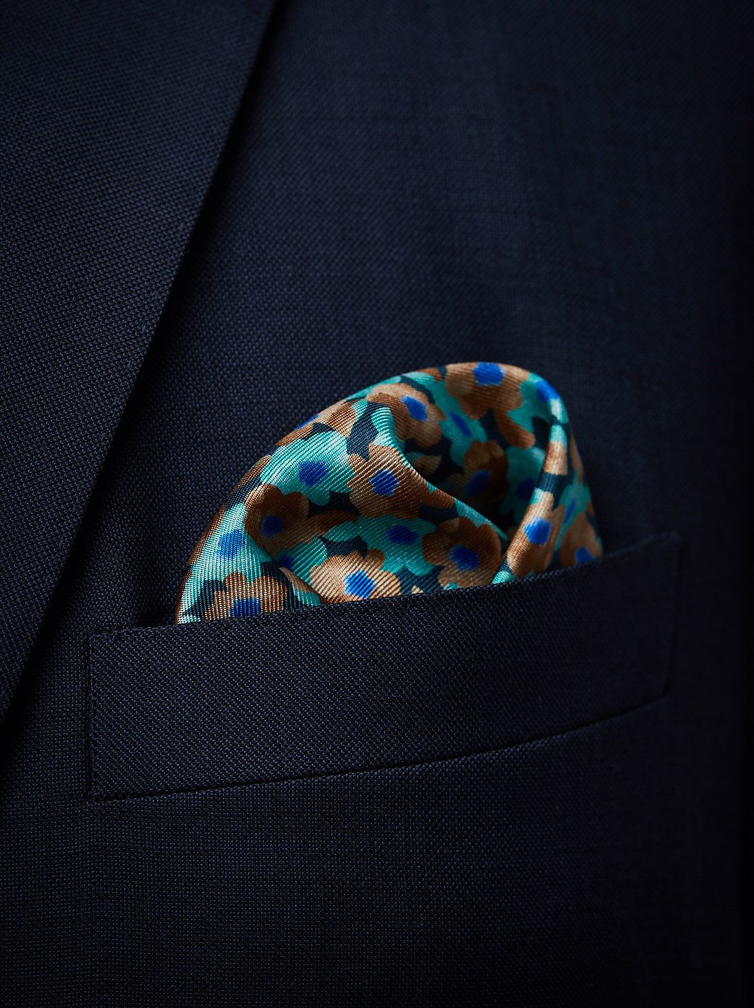 Turquoise Pocket Square Floral 
