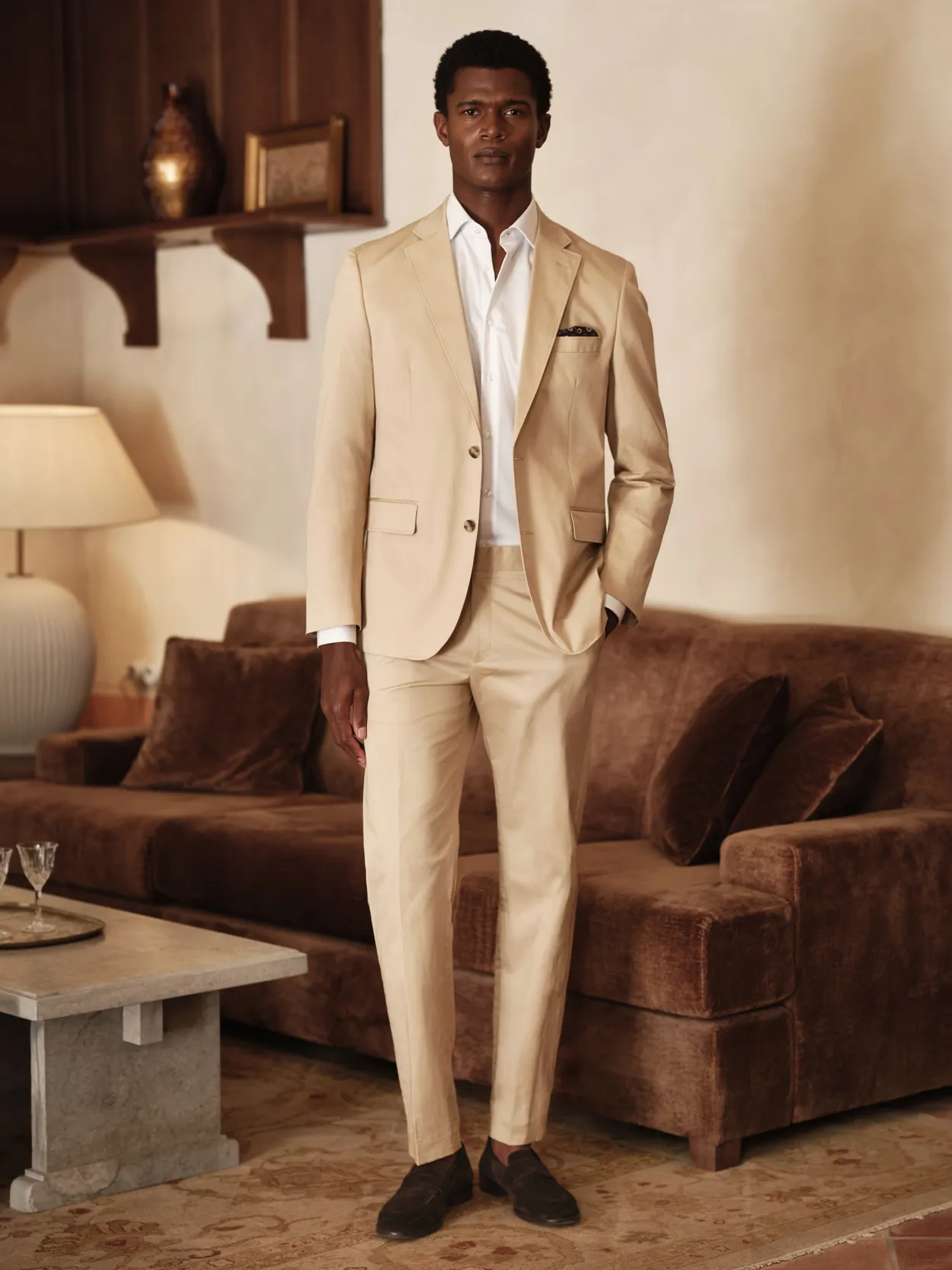 Beige Cotton Suit