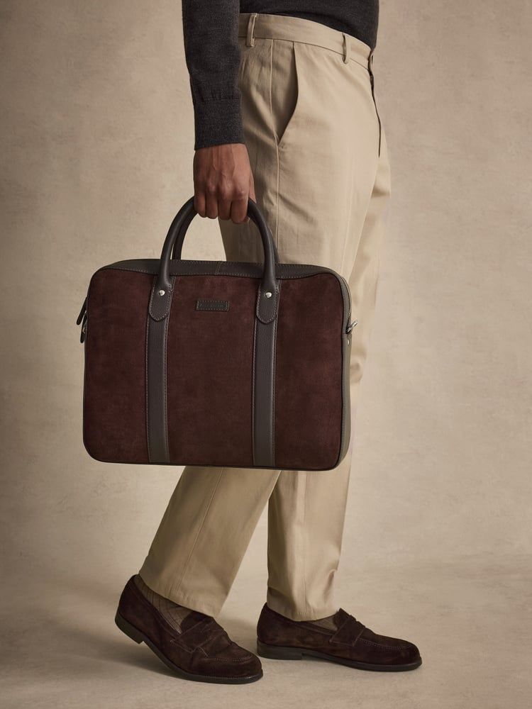 Brown Suede Laptop Bag