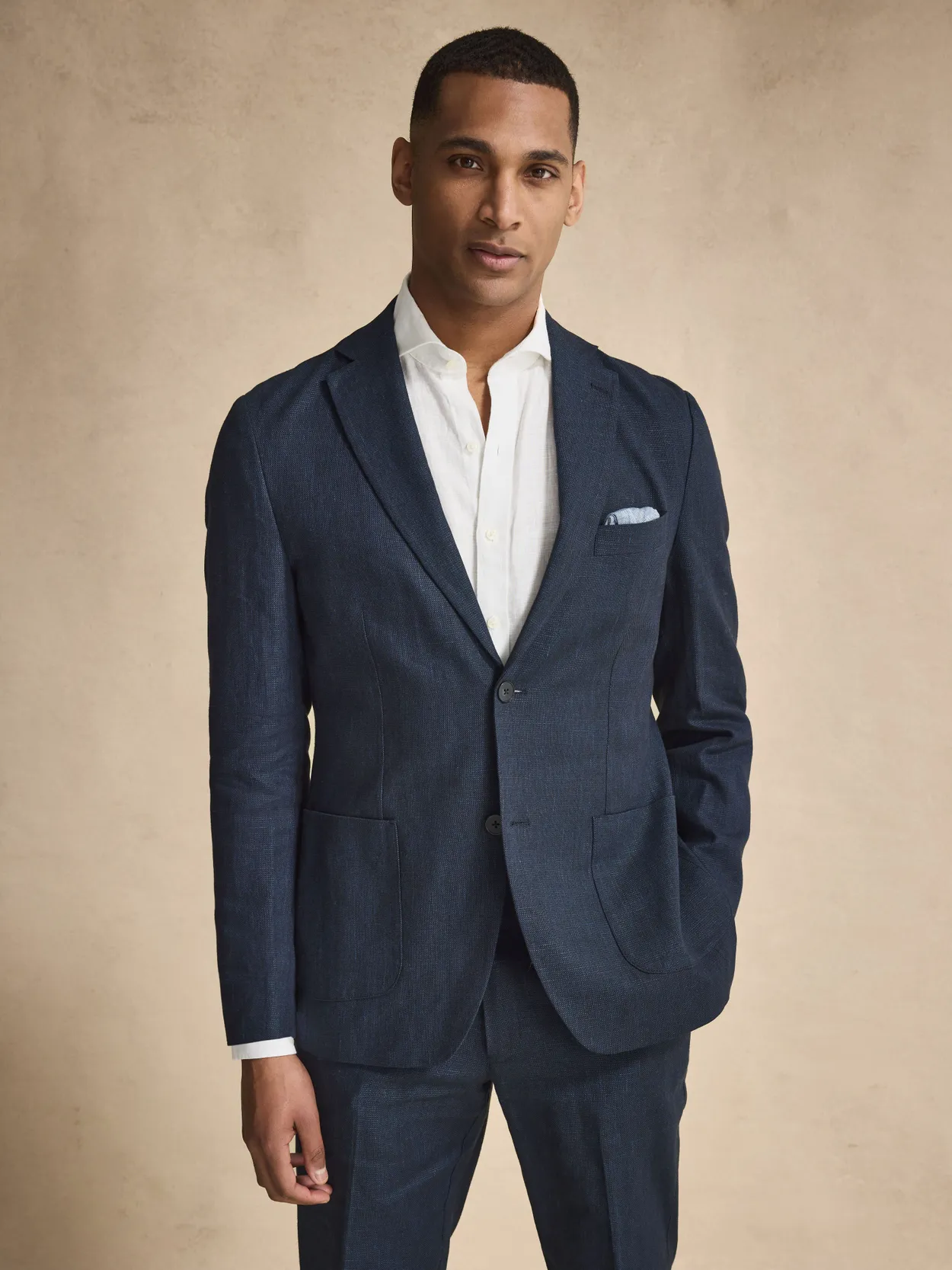 Image number 1 for product Navy Blue Linen Cotton Suit