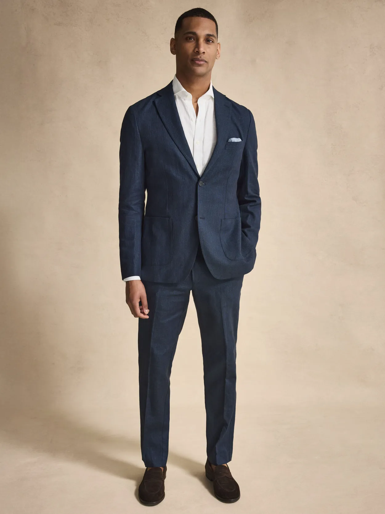 Image number 2 for product Navy Blue Linen Cotton Suit