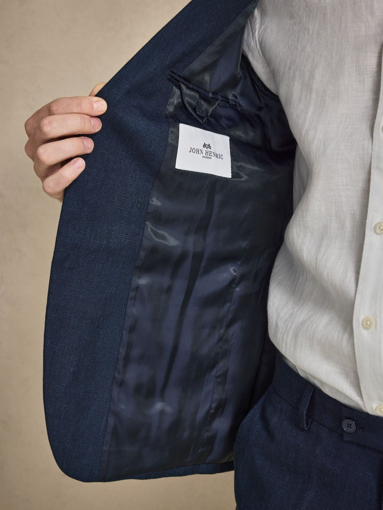 Image number 6 for product Marinblå Linnekostym