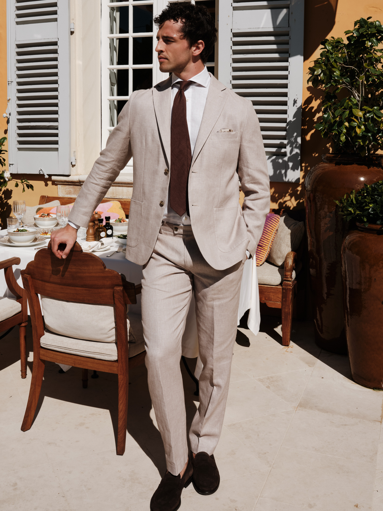 Image number 2 for product Beige Linen Suit