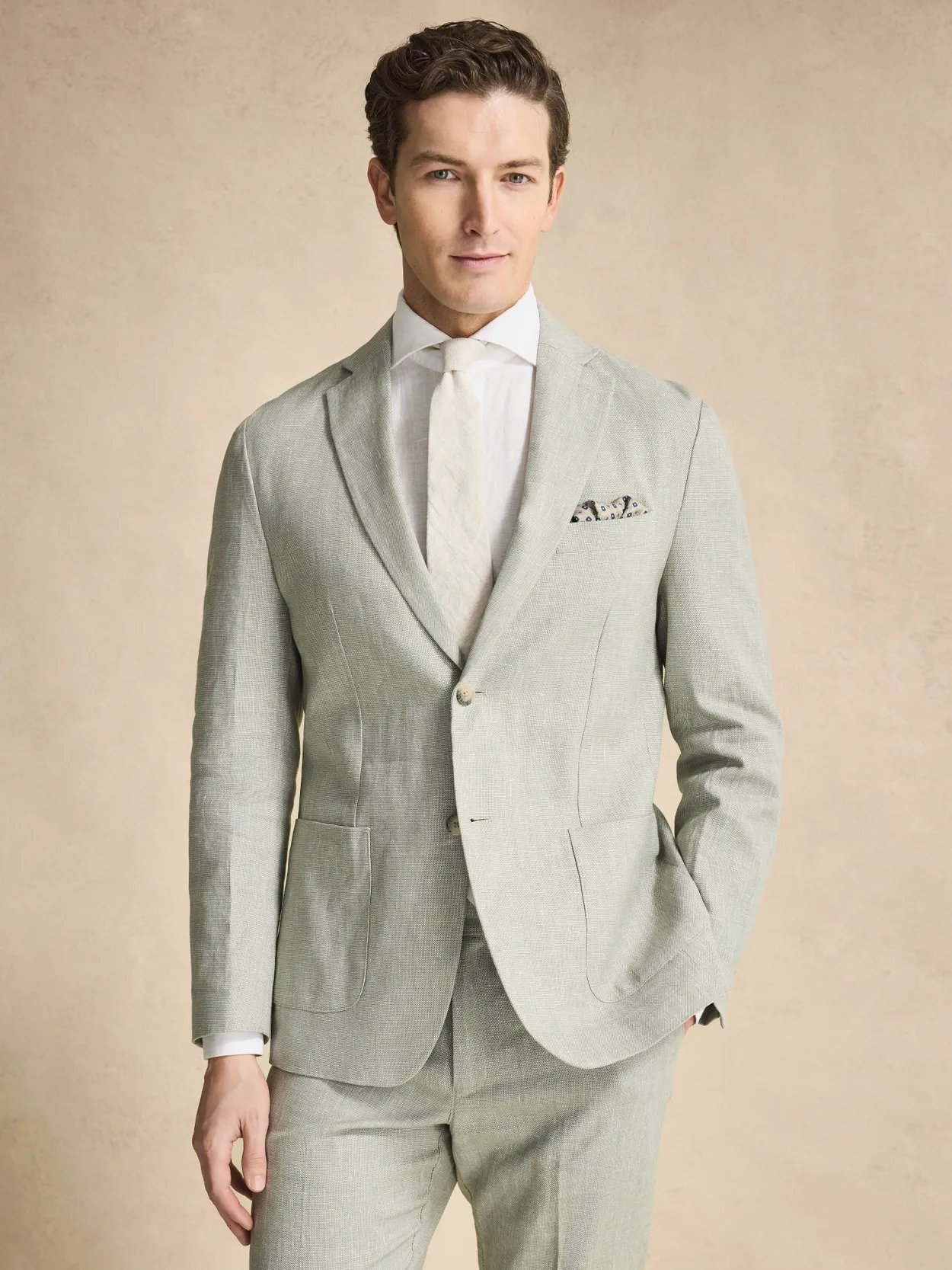 Green Linen Cotton Suit