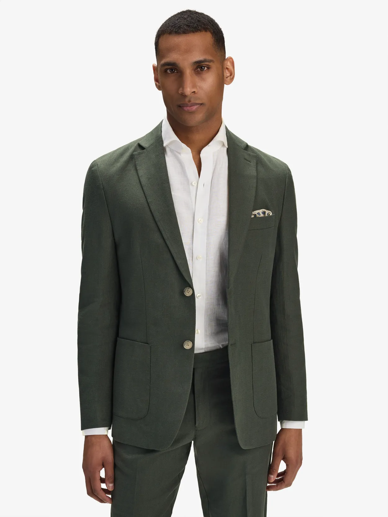 Image number 3 for product Dark Green Linen Cotton Suit