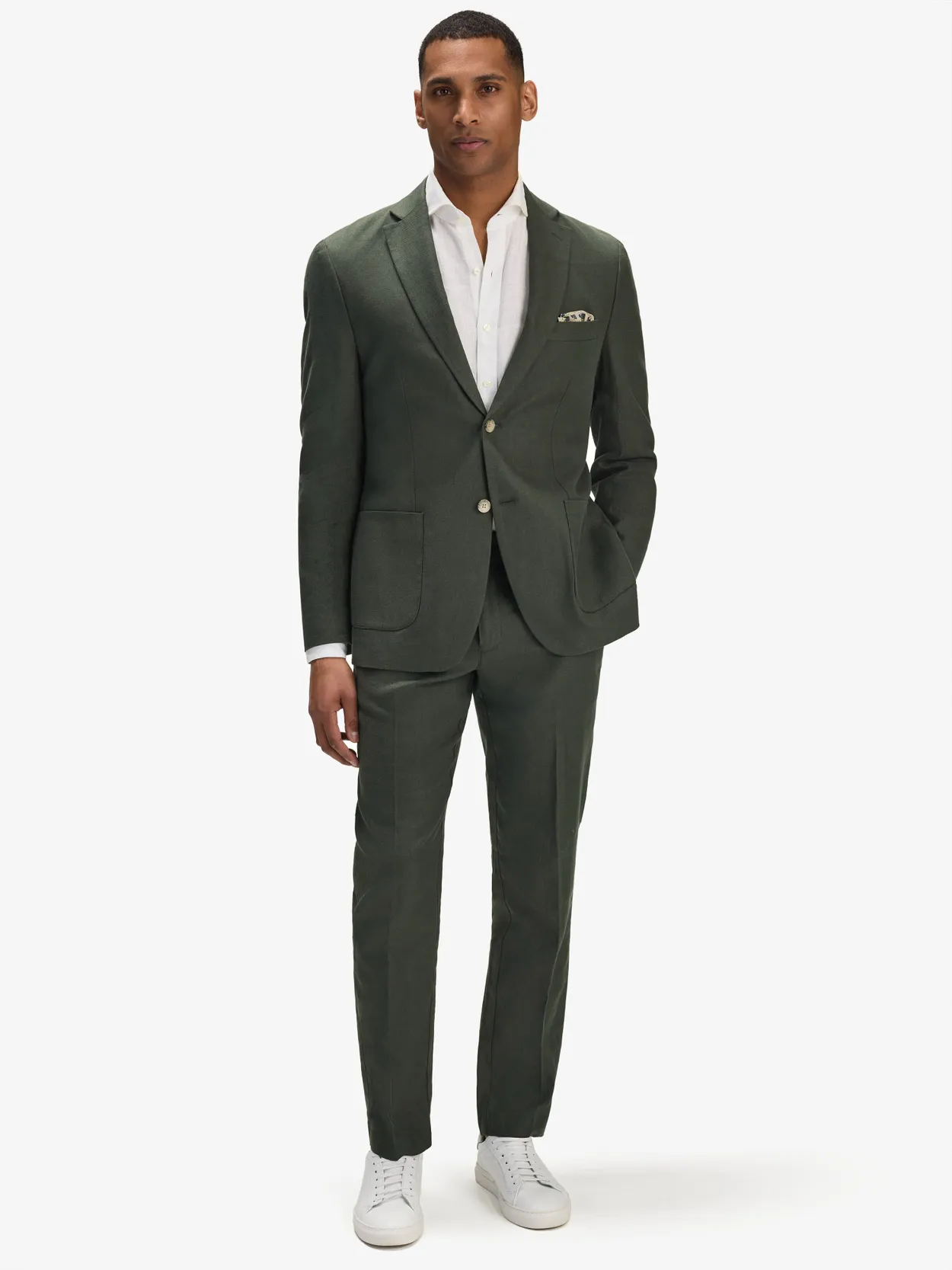 Image number 2 for product Dark Green Linen Cotton Suit