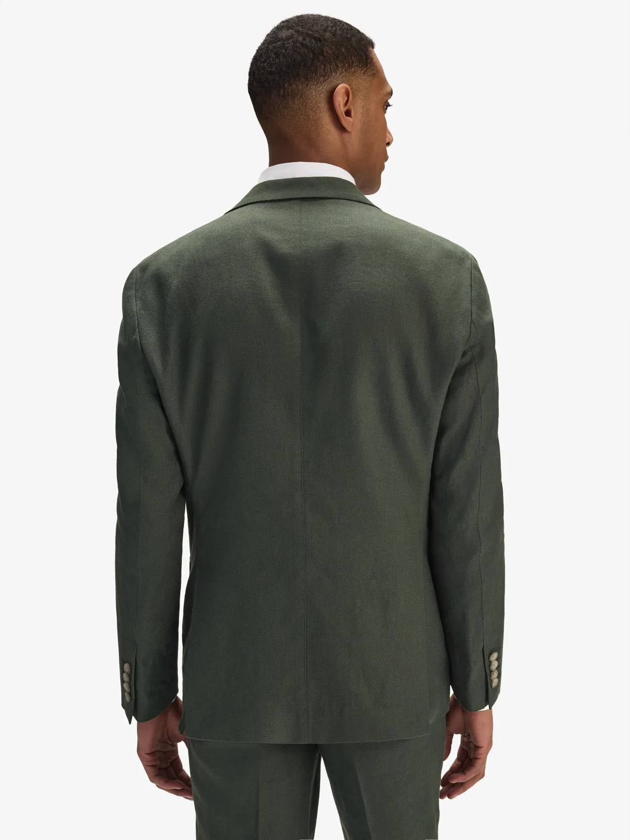 Image number 4 for product Dark Green Linen Cotton Suit