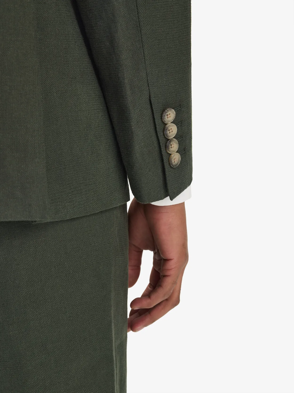 Image number 6 for product Dark Green Linen Cotton Suit
