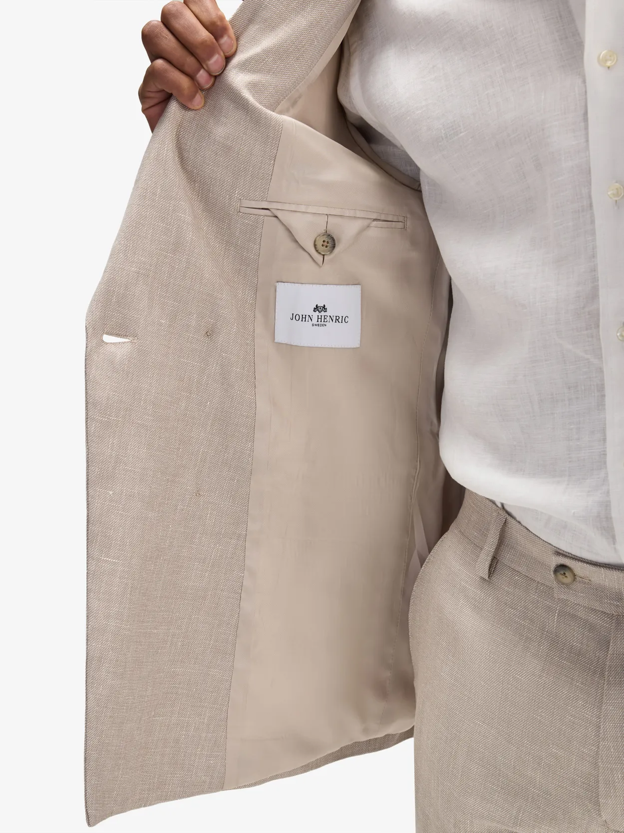 Image number 6 for product Beige Double Breasted Linen Cotton Suit