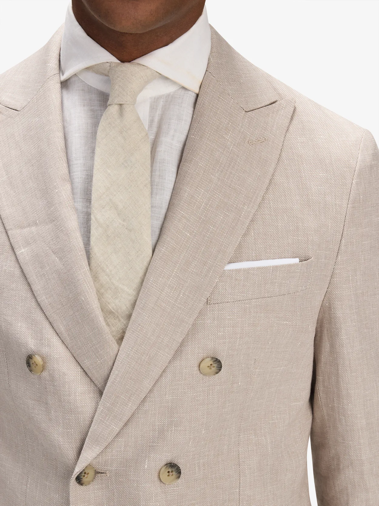 Image number 5 for product Beige Double Breasted Linen Cotton Suit